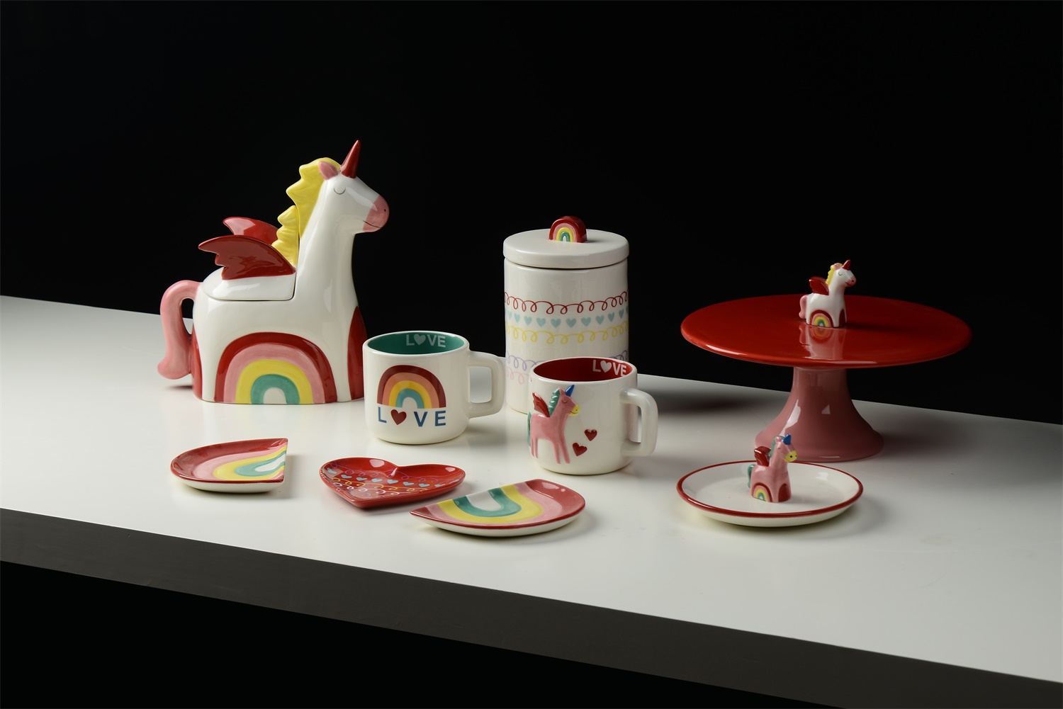 Valentine’s Day Unicorn & Rainbow Ceramic Collection