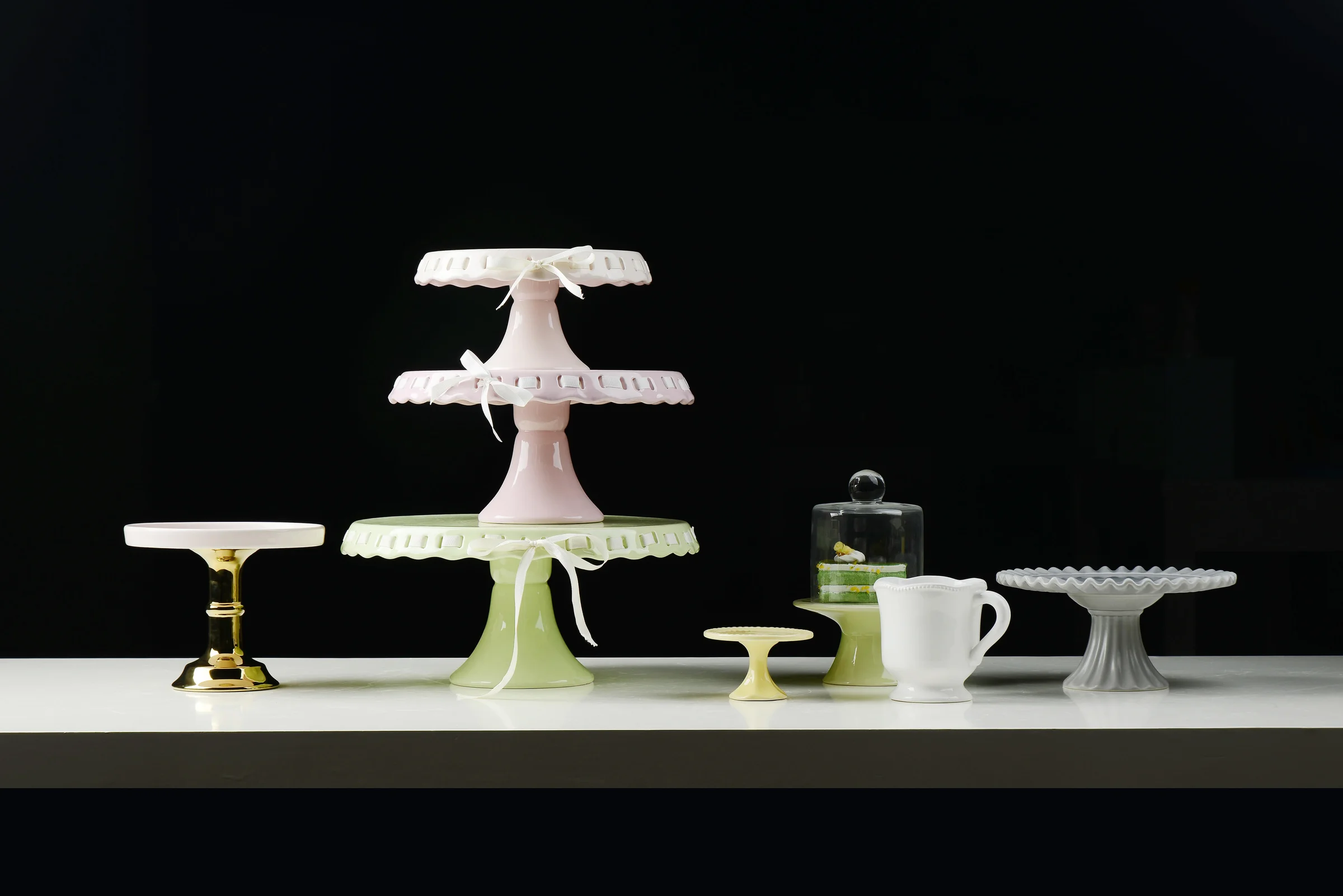 Pastel Ceramic Cake Stand and Dessert Display Collection