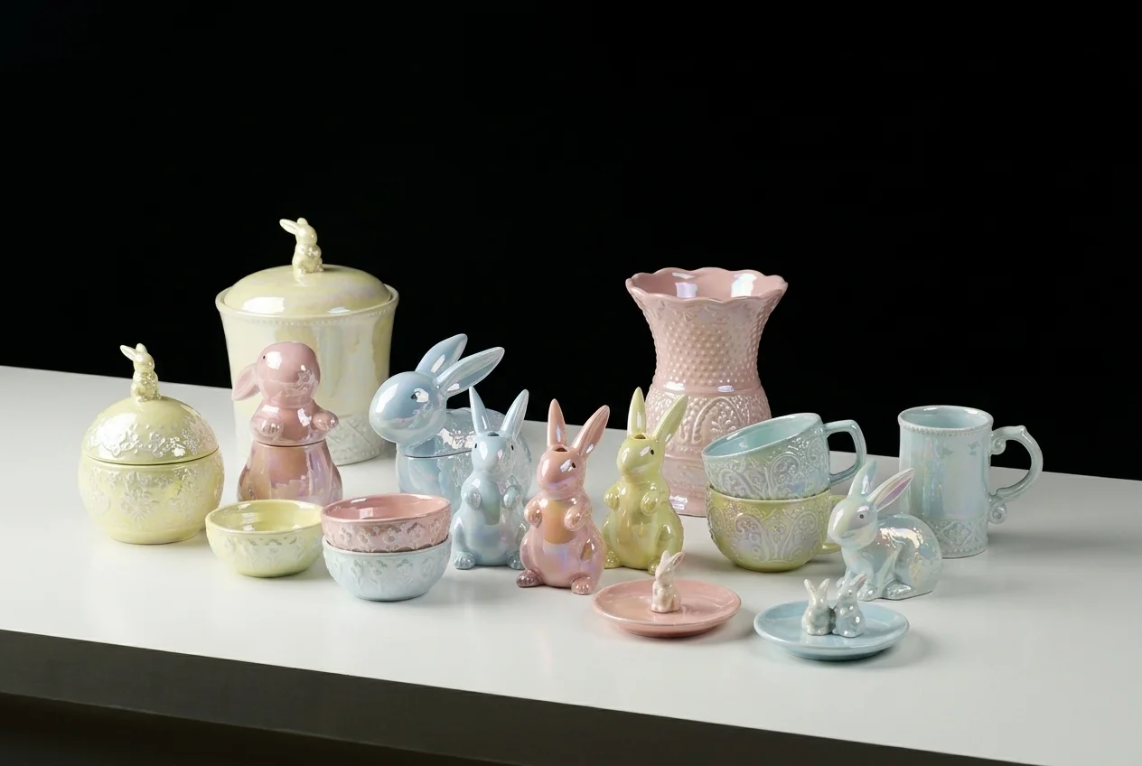 Easter Bunny Pearlescent Ceramic Collection